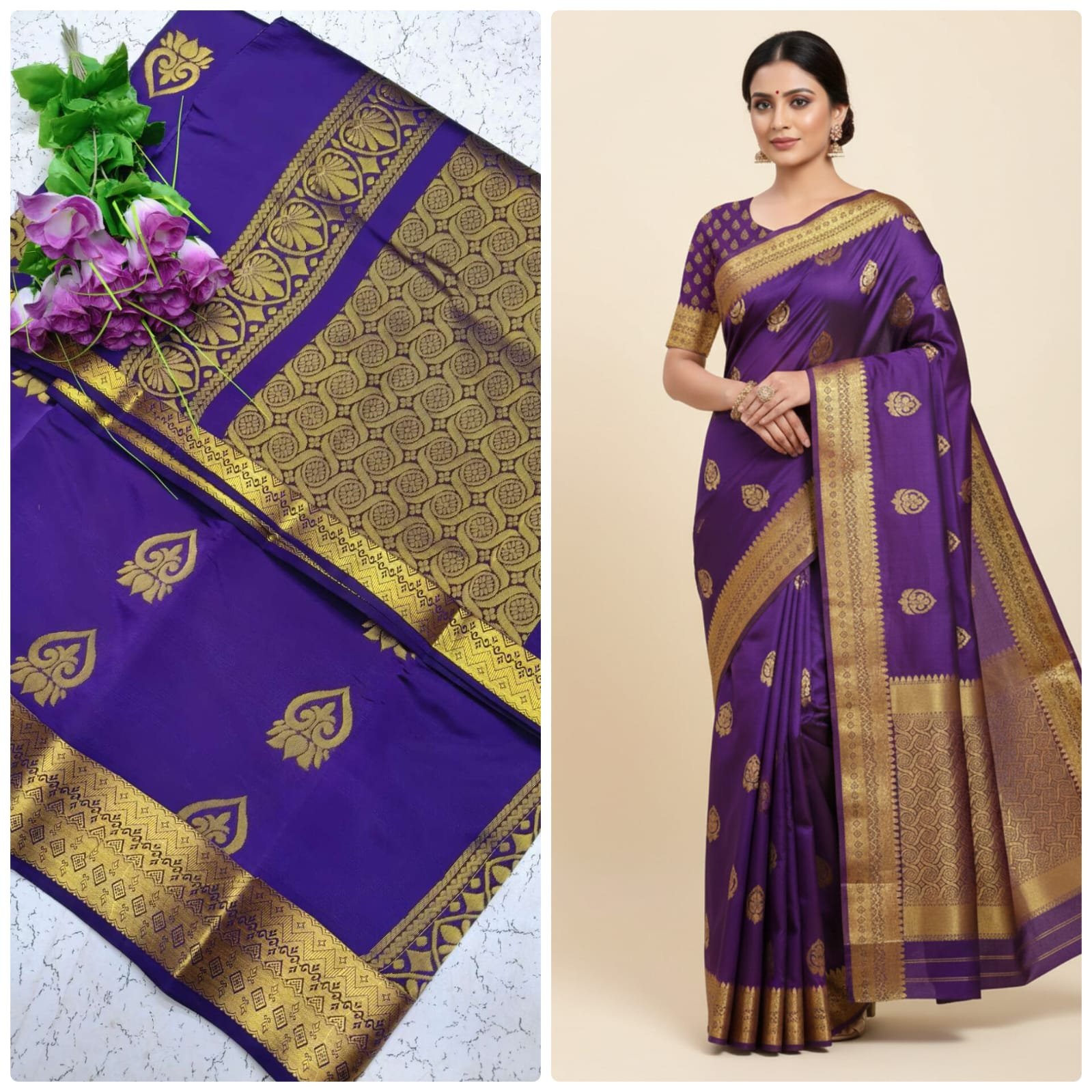 Kotta Cotton Silk Saree Violet